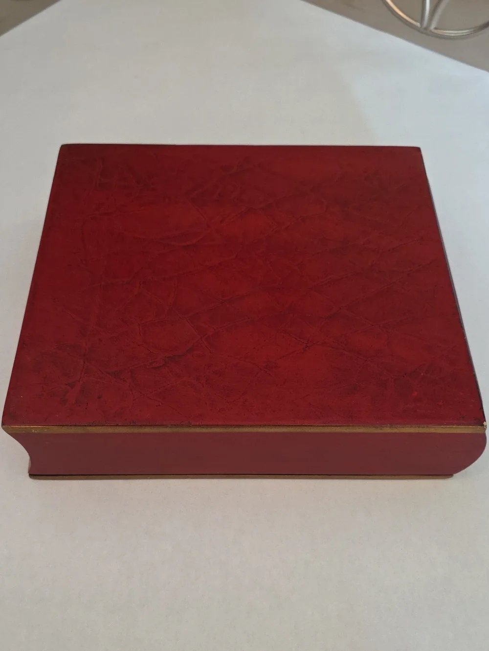 Vintage Florentine Style Book-Shaped Wooden Box - 2-Ring Binder Photo Album
